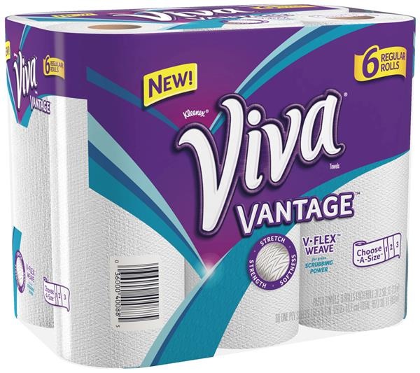 slide 1 of 1, Kleenex Viva Vantage Regular Roll Choose-A-Size Towels, 6 ct