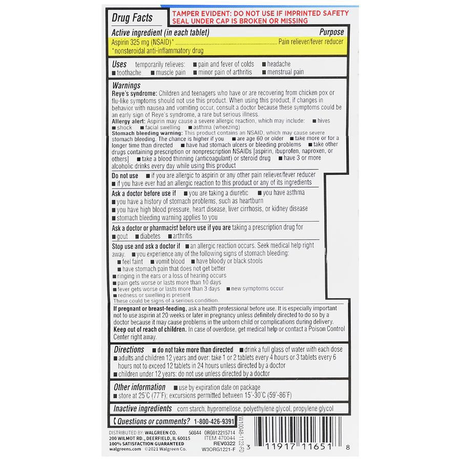 slide 2 of 5, Walgreens Aspirin Tablets 325Mg, 500 ct