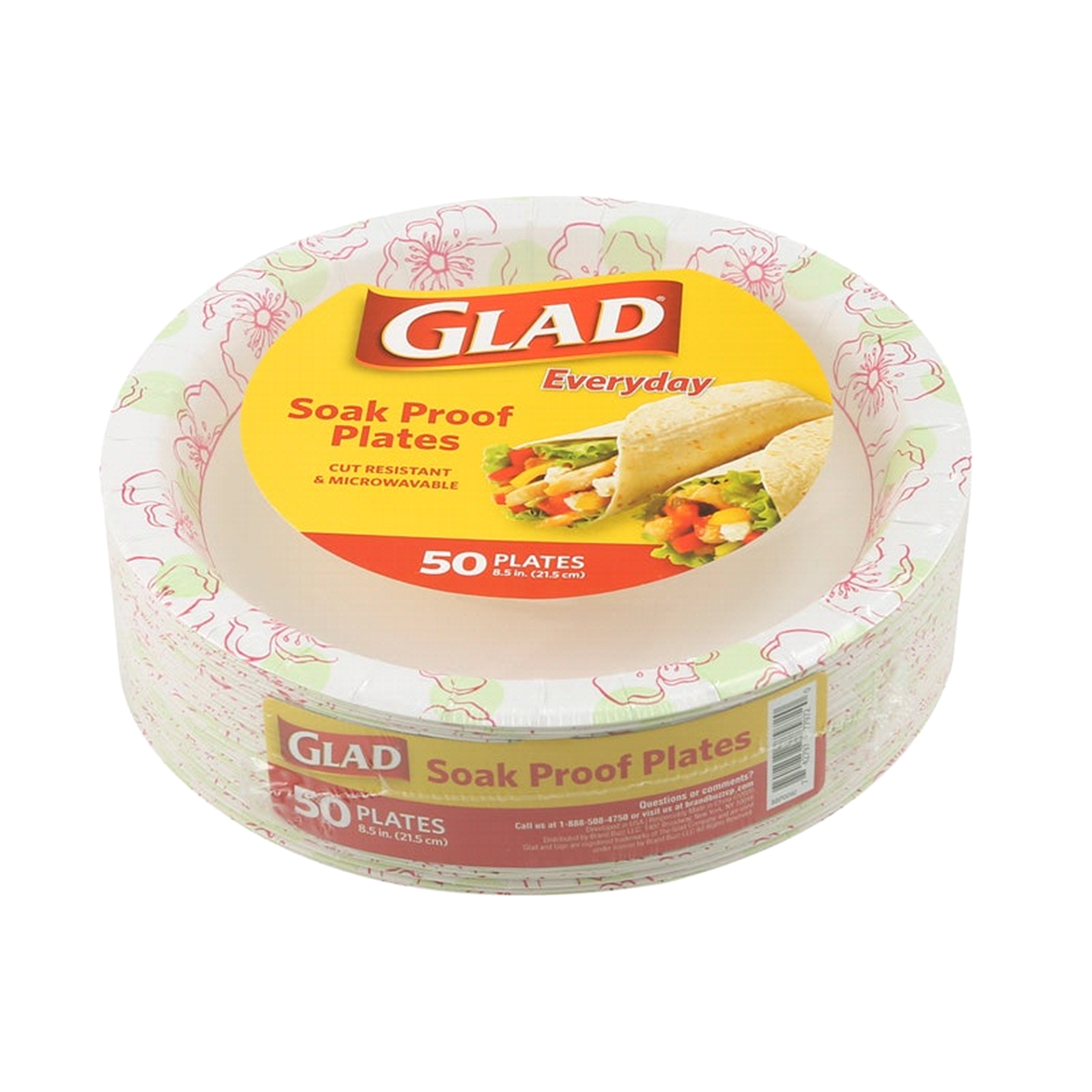 slide 1 of 1, Glad Paper Plates Pink Flower, 50 ct