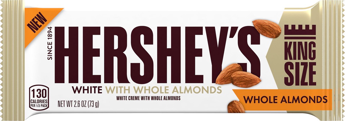 slide 2 of 5, Hershey's White Creme with Whole Almonds King Size Candy Bar, 2.6 oz, 2.6 oz