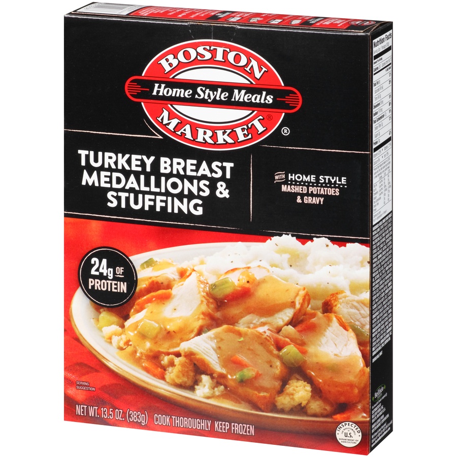 slide 3 of 8, Boston Market Home Style Meals Turkey Breast Medallions & Stuffing, 13.5 oz