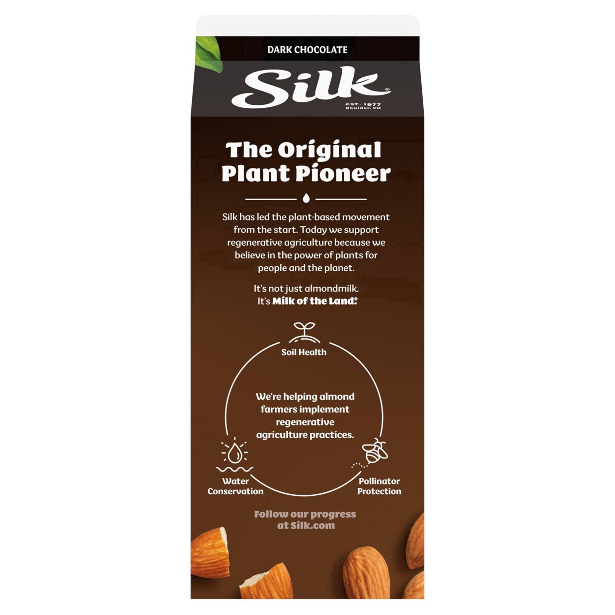 slide 7 of 37, Silk Almond Milk, Dark Chocolate, Dairy Free, Gluten Free, Seriously Creamy Vegan Milk with 25% Less Sugar than Dairy Chocolate Milk, 64 FL OZ Half Gallon, 64 fl oz