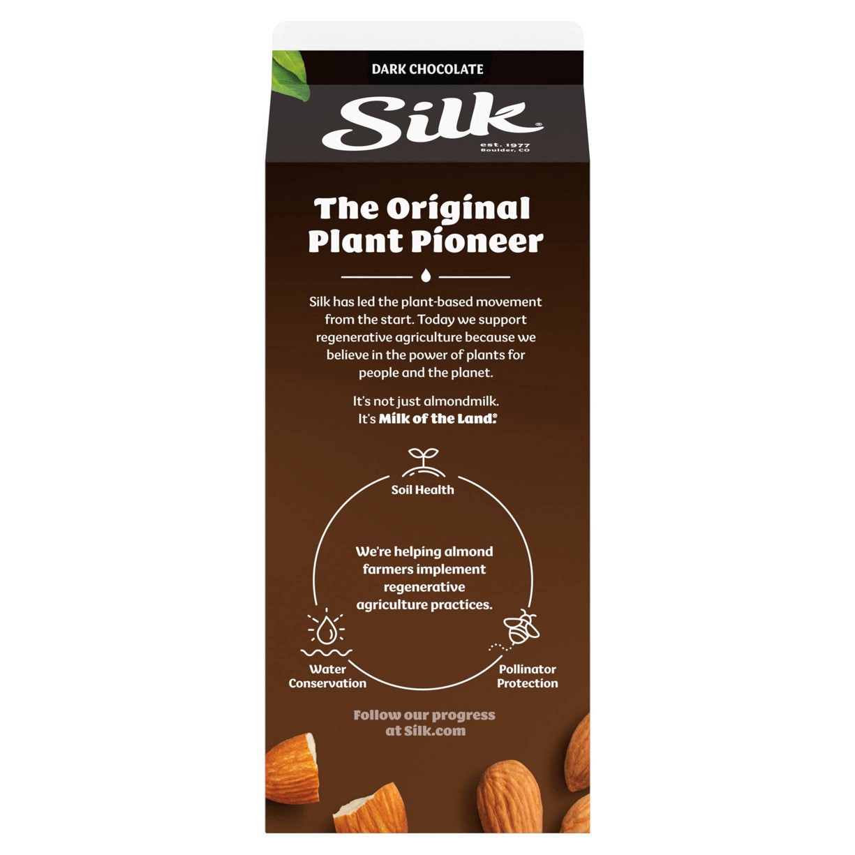 slide 32 of 37, Silk Almond Milk, Dark Chocolate, Dairy Free, Gluten Free, Seriously Creamy Vegan Milk with 25% Less Sugar than Dairy Chocolate Milk, 64 FL OZ Half Gallon, 64 fl oz