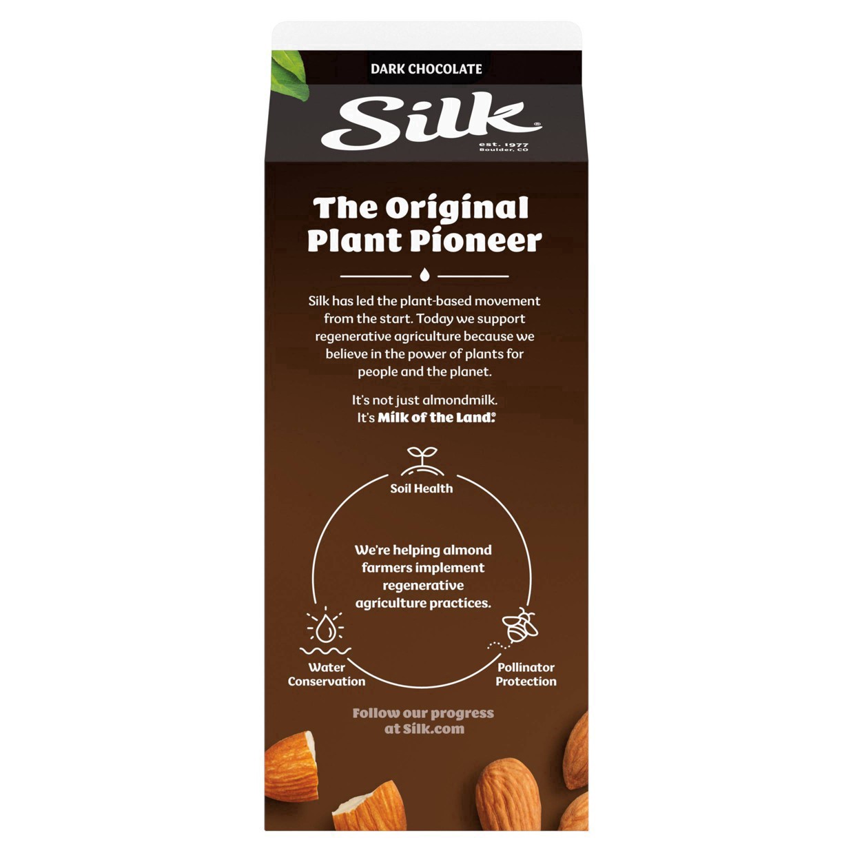 slide 26 of 37, Silk Almond Milk, Dark Chocolate, Dairy Free, Gluten Free, Seriously Creamy Vegan Milk with 25% Less Sugar than Dairy Chocolate Milk, 64 FL OZ Half Gallon, 64 fl oz
