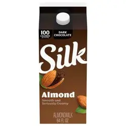 Silk Almond Milk, Dark Chocolate, Dairy Free, Gluten Free, Seriously Creamy Vegan Milk with 25% Less Sugar than Dairy Chocolate Milk, 64 FL OZ Half Gallon