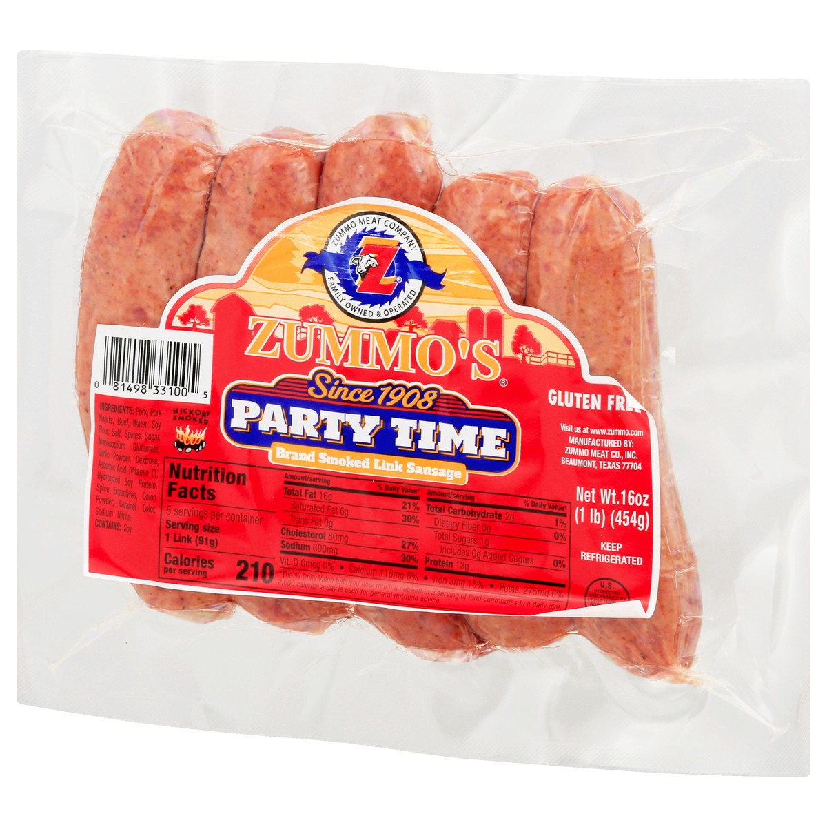 slide 4 of 13, Zummo's Party Time Smoked Link Sausage 16 oz, 16 oz