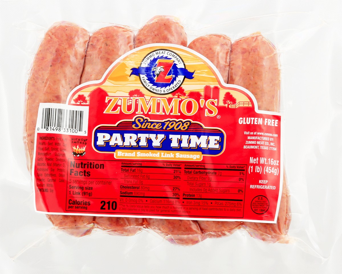 slide 1 of 13, Zummo's Party Time Smoked Link Sausage 16 oz, 16 oz