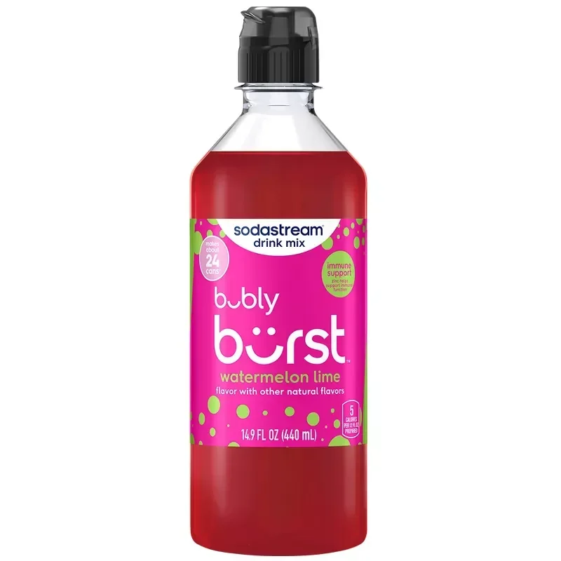 slide 1 of 10, SODA STREAM Sodastream Bubly Burst Watermelon Lime Flavor Mix, 14.9 fl oz
