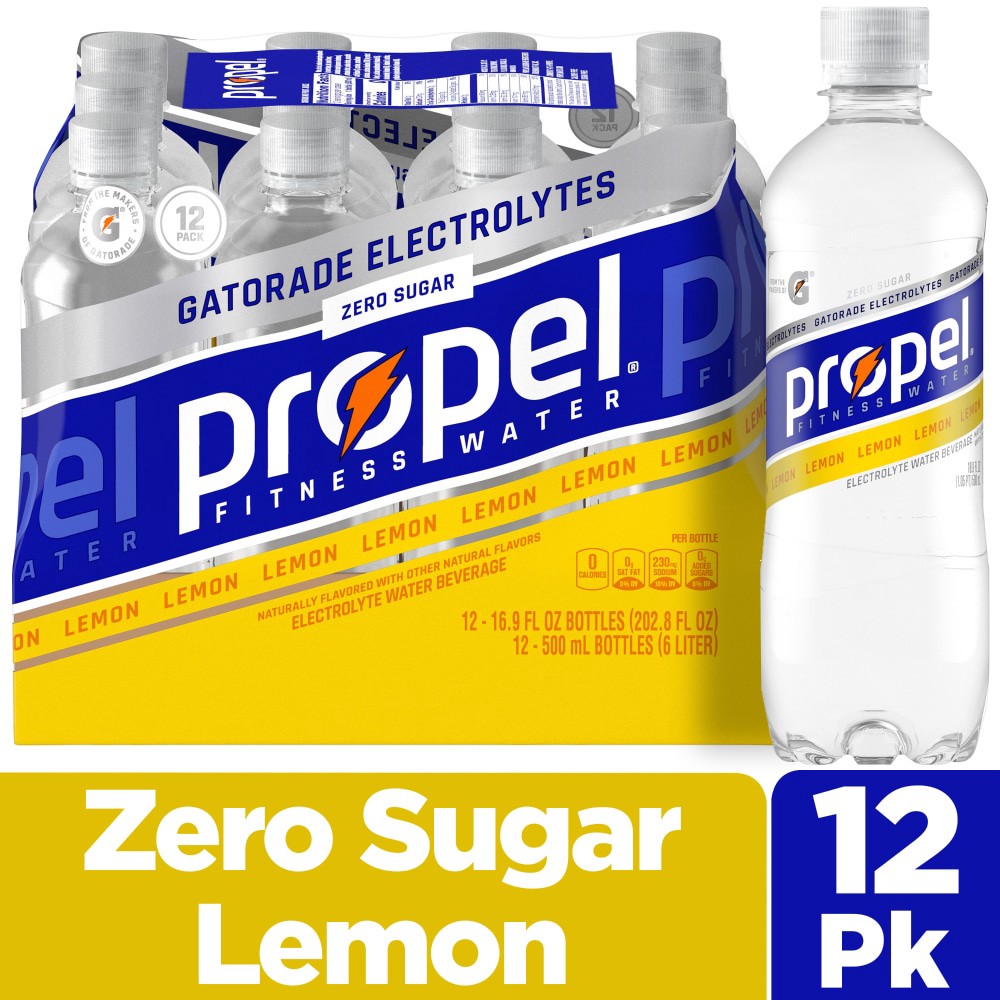 slide 1 of 6, Propel Lemon Flavored Water - 202.8 fl oz, 12 ct; 16.9 oz