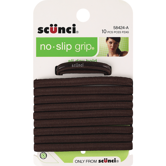 slide 1 of 1, scünci No-Slip Elastics - Brown, 10 ct