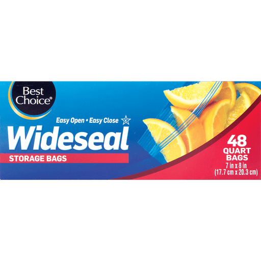 slide 1 of 1, Best Choice Wideseal Freezer Bags Quart Size, 48 ct