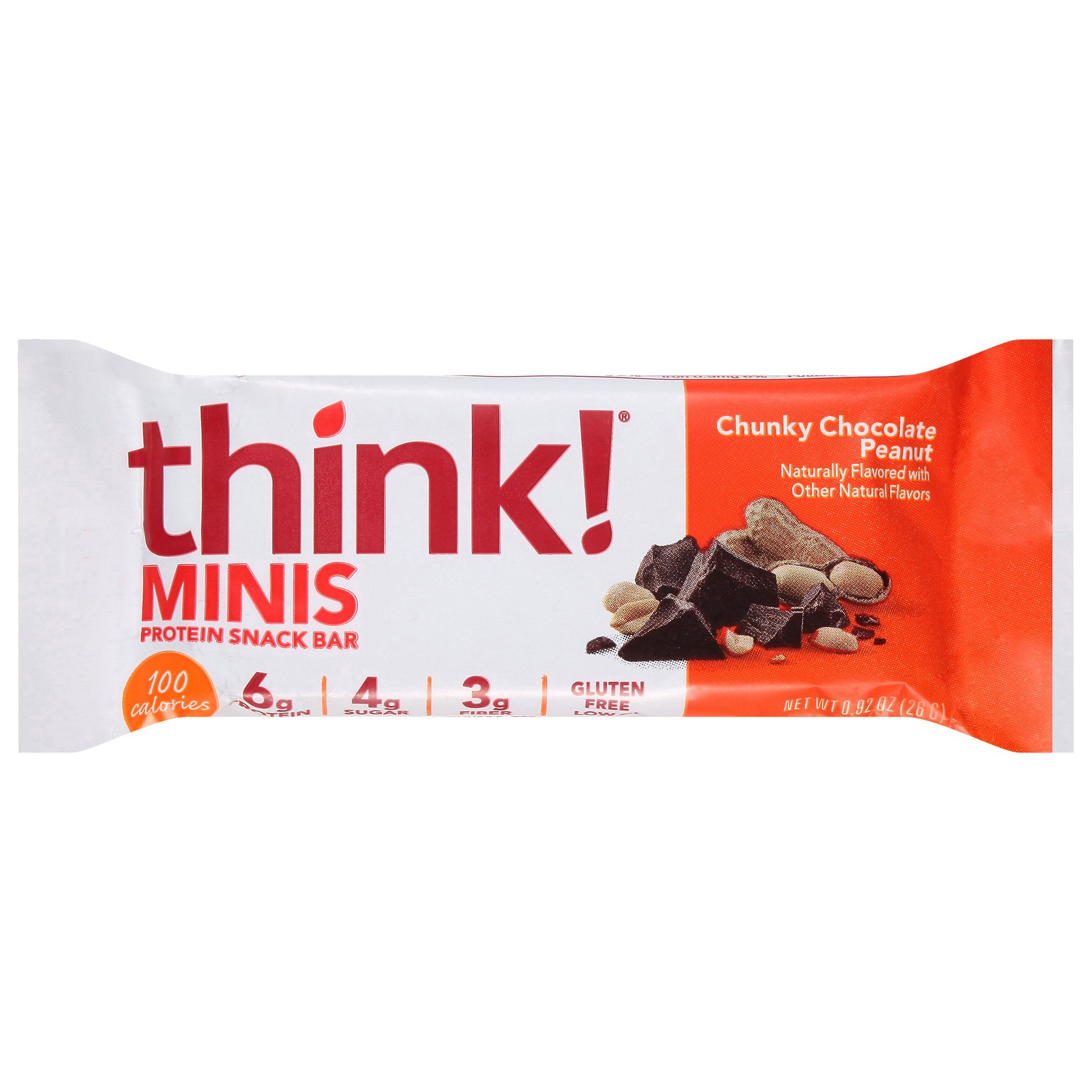 slide 1 of 1, think! Minis Protein Chunky Chocolate Peanut Snack Bar 0.93 oz, 0.92 oz