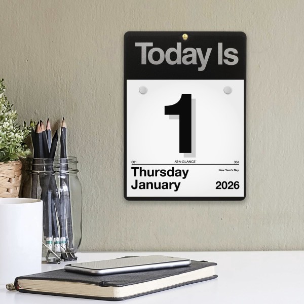 slide 2 of 7, AT-A-GLANCE® 2026 “Today Is"" Daily Wall Calendar, Small, 6"" x 6"", 1 ct