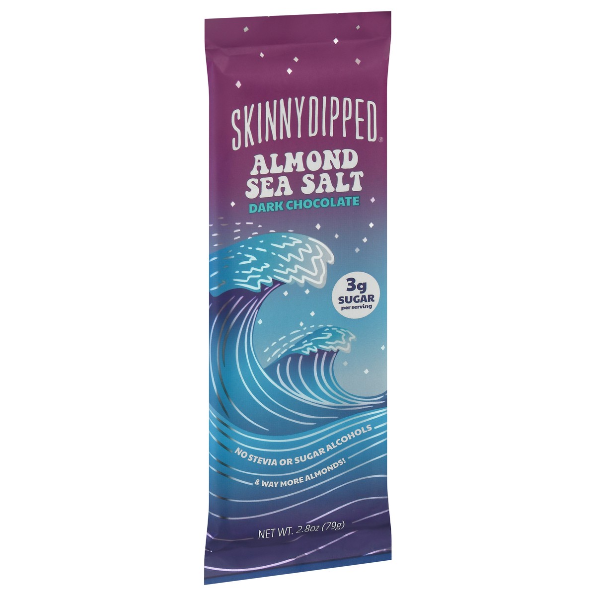 slide 4 of 9, SkinnyDipped Almond Sea Salt Dark Chocolate 2.8 oz, 2.8 oz