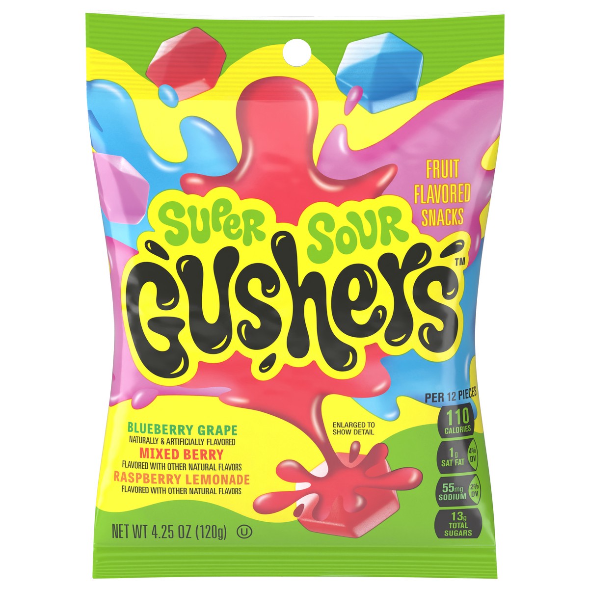 slide 1 of 10, Fruit Gushers Super Sour Berry Fruit Flavored Snacks 4.25oz pouch, 4.25 oz