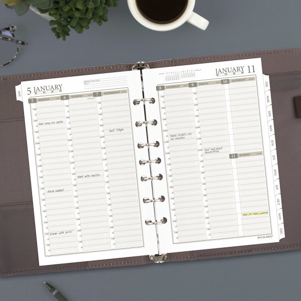 slide 4 of 5, AT-A-GLANCE® 2026 Column Style Weekly Monthly Planner Refill, Loose-Leaf, Desk Size, 5 1/2"" x 8 1/2"", 1 ct