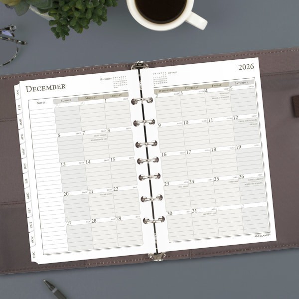 slide 2 of 5, AT-A-GLANCE® 2026 Column Style Weekly Monthly Planner Refill, Loose-Leaf, Desk Size, 5 1/2"" x 8 1/2"", 1 ct