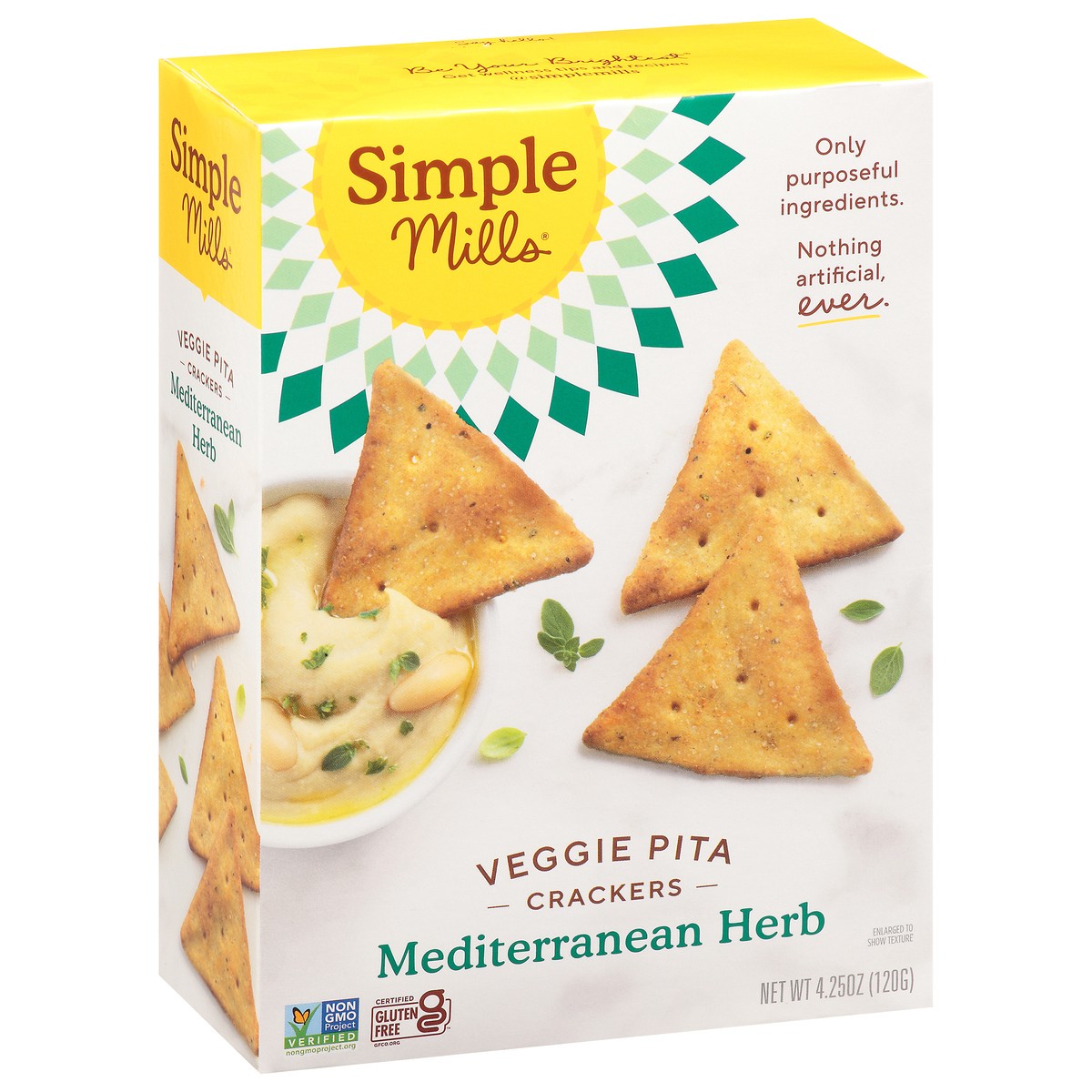 slide 6 of 13, Simple Mills Veggie Flour Mediterranean Herb Pita Crackers 4.25 oz, 1 ct