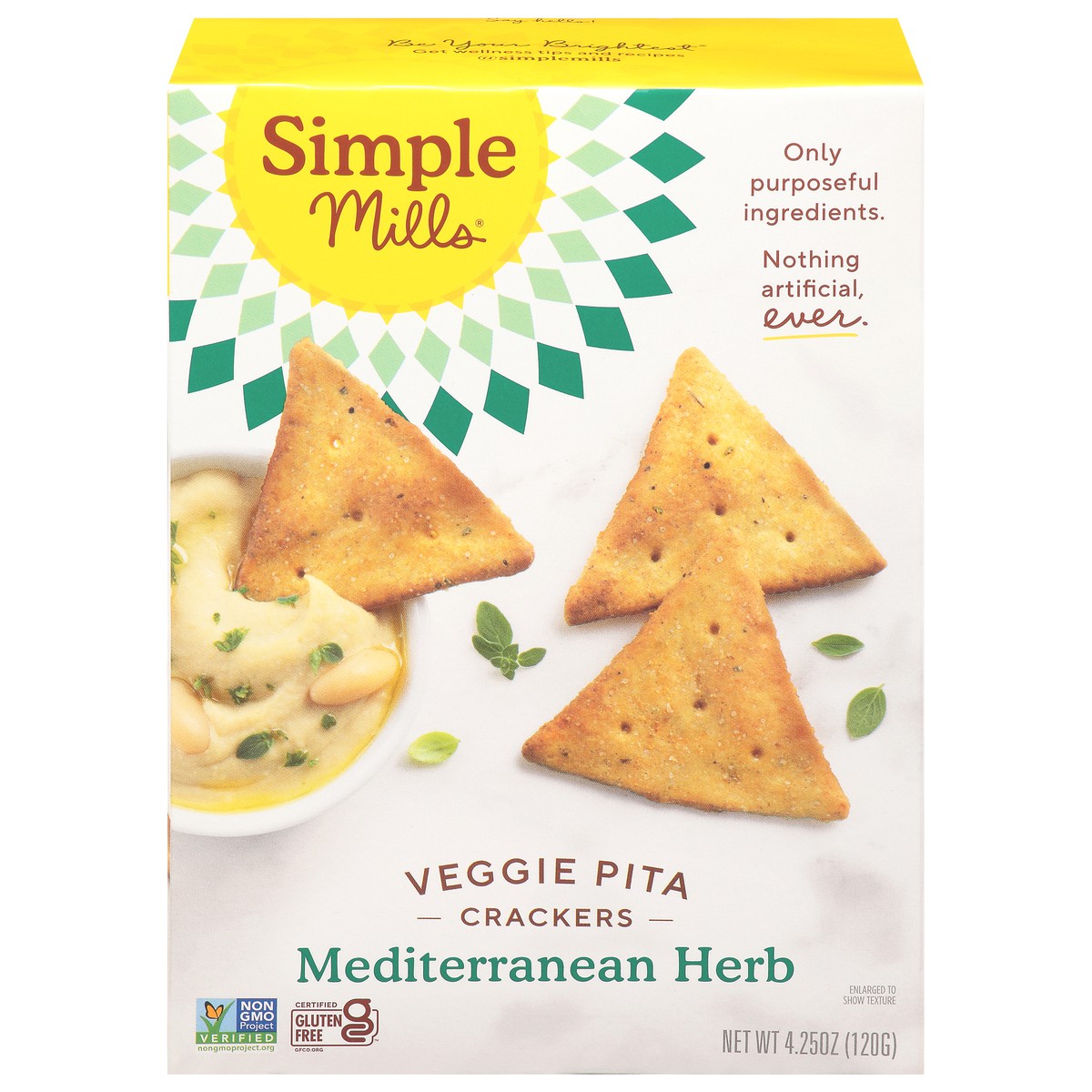 slide 1 of 13, Simple Mills Mediterranean Herb Veggie Pita Crackers, 1 ct