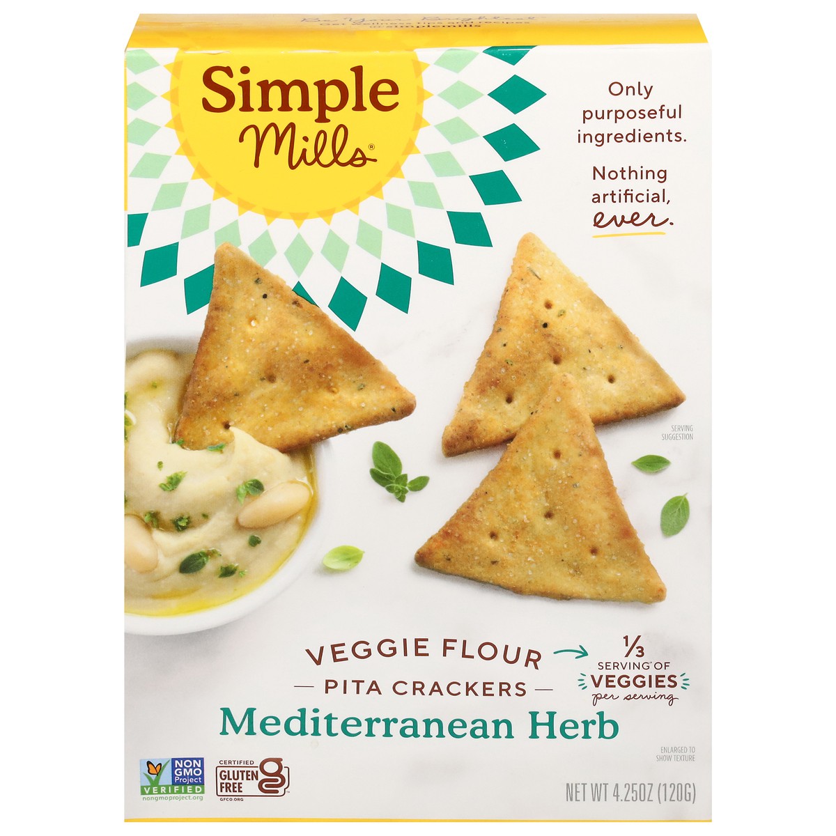 slide 1 of 13, Simple Mills Veggie Flour Mediterranean Herb Pita Crackers 4.25 oz, 1 ct