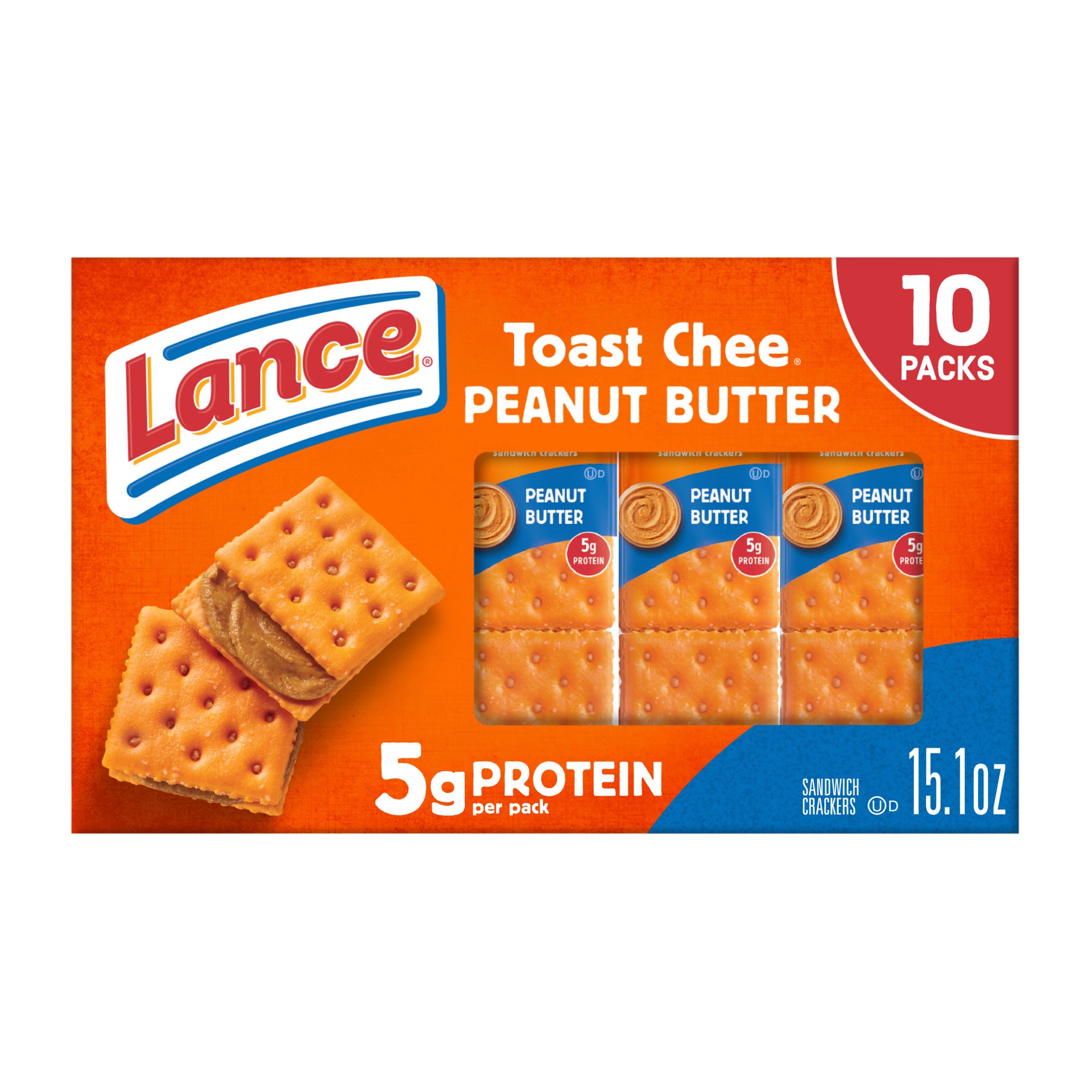 slide 1 of 6, Lance ToastChee Peanut Butter Sandwich Crackers, 15.100 oz