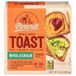 Brandt Wholegrain Double Baked Toast 2 - 12 Toast Packs