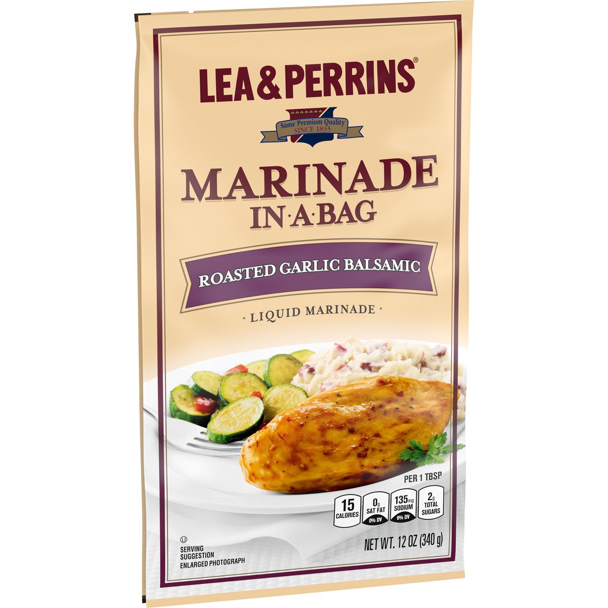 slide 12 of 13, Lea & Perrins Roasted Garlic Balsamic Marinade In A Bag, 12 oz Pouch, 12 oz