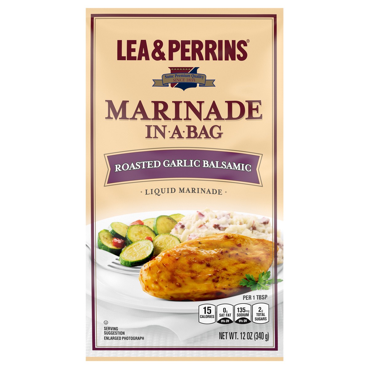 slide 9 of 13, Lea & Perrins Roasted Garlic Balsamic Marinade In A Bag, 12 oz Pouch, 12 oz