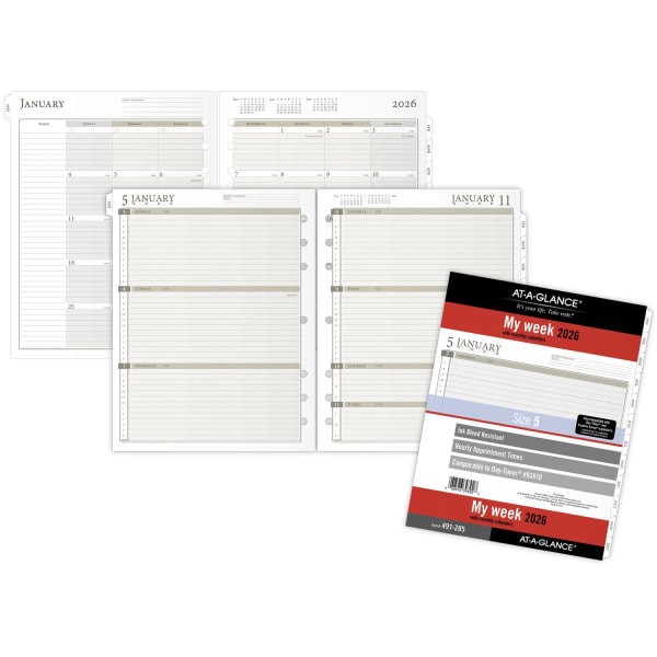 slide 2 of 5, AT-A-GLANCE® 2026 Weekly Planner Refill, Loose Leaf, Folio Size, 8 1/2"" x 11"", 1 ct
