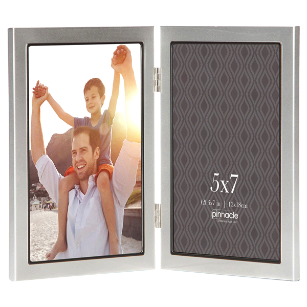 slide 1 of 1, Pinnacle Silver with Thin Black Double Frame, 5 in x 7 in