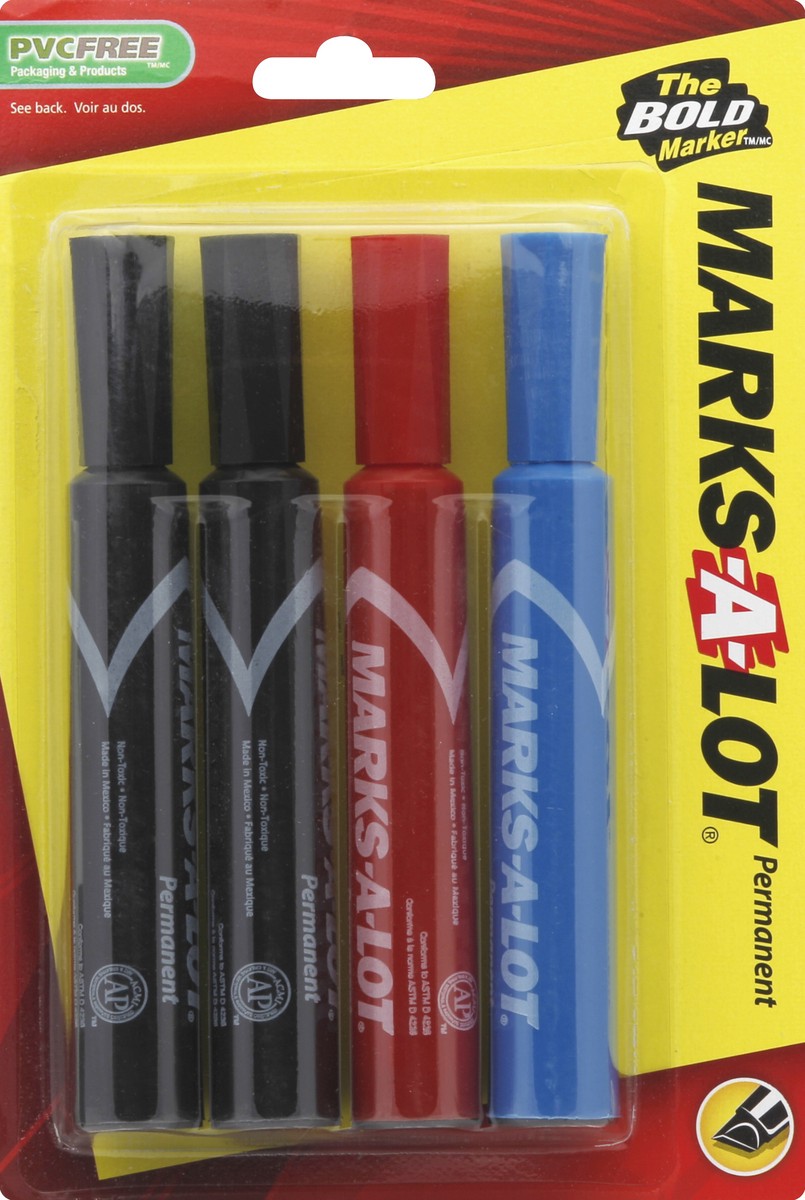 slide 2 of 2, Avery Marks-A-Lot Permanent Markers 4 Piece Multi-Color, 4 ct