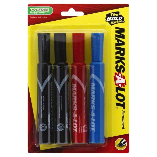 slide 1 of 2, Avery Marks-A-Lot Permanent Markers 4 Piece Multi-Color, 4 ct