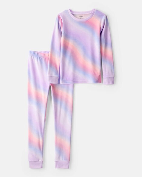 slide 1 of 2, Carter's Carters Girls Velour Long-Sleeve Snug Fit 2-Piece Pajamas - Purple/Ombre Purple 8, 2 pc