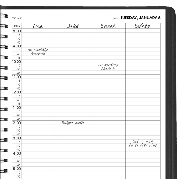 slide 2 of 8, AT-A-GLANCE® 2026 Four Person Daily Appointment Book, Black, Large, 8"" x 11"", 1 ct
