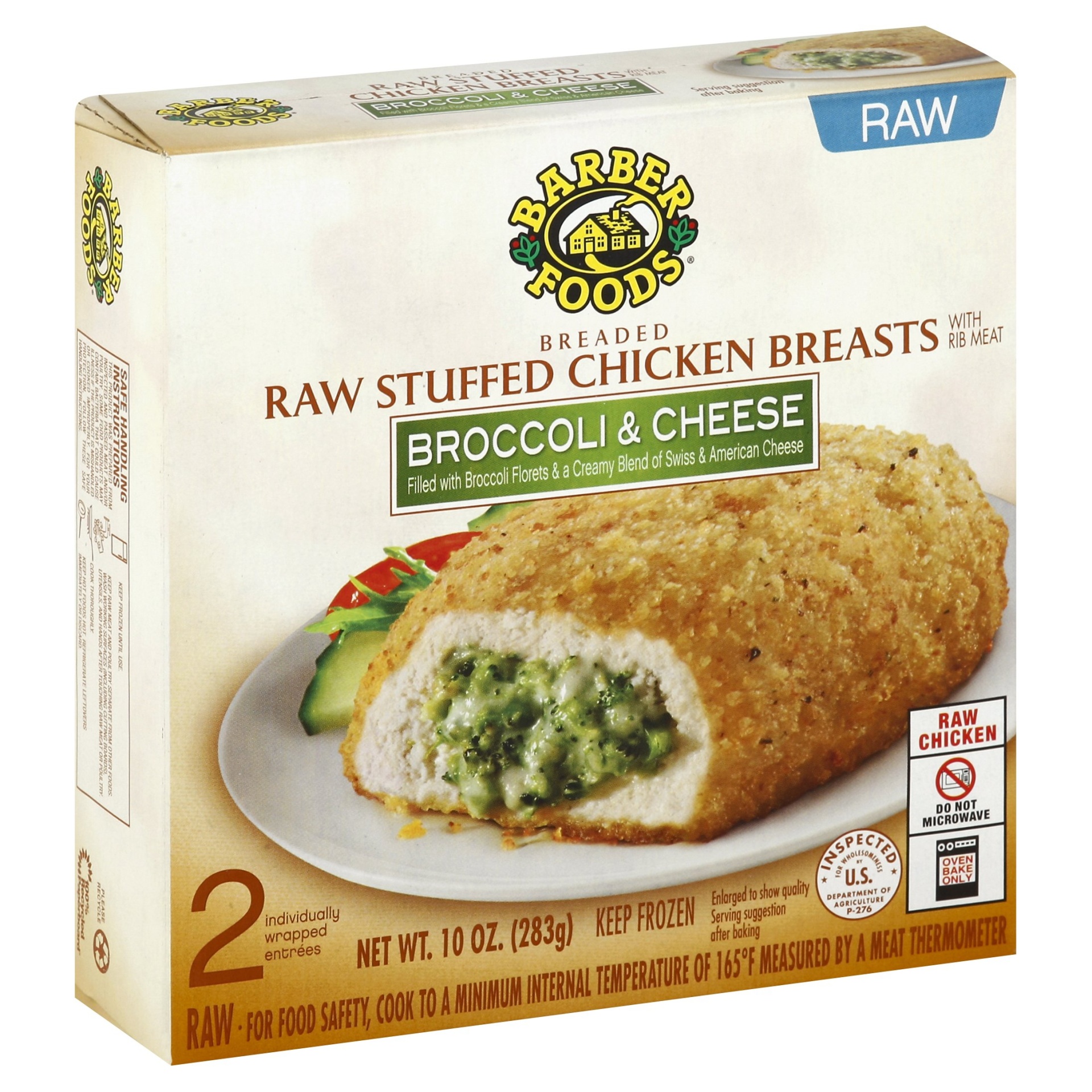 Barber Foods The Original Breaded Raw Stuffed Chicken Breasts Broccoli And Cheese 2 Ct Box 10 Oz