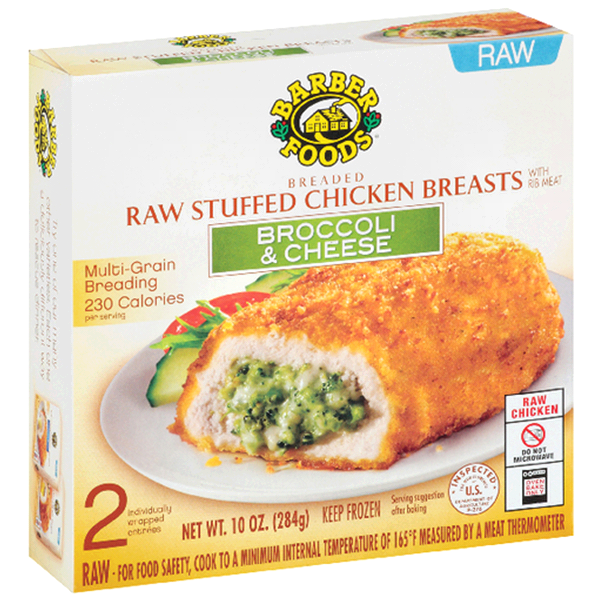 slide 1 of 7, Barber Foods Stuffed Chicken Breasts Broccoli Cheese, 2 Count (Frozen), 283.50 g