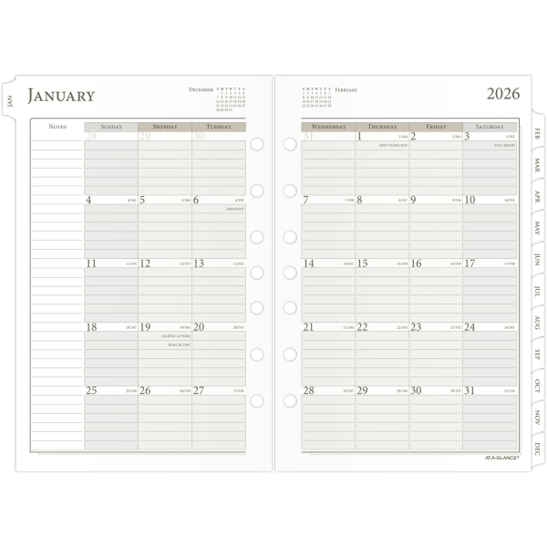 slide 7 of 9, AT-A-GLANCE® 2026 Daily Planner One Page Per Day Refill, Loose-Leaf, Desk Size, 5 1/2"" x 8 1/2"", 1 ct