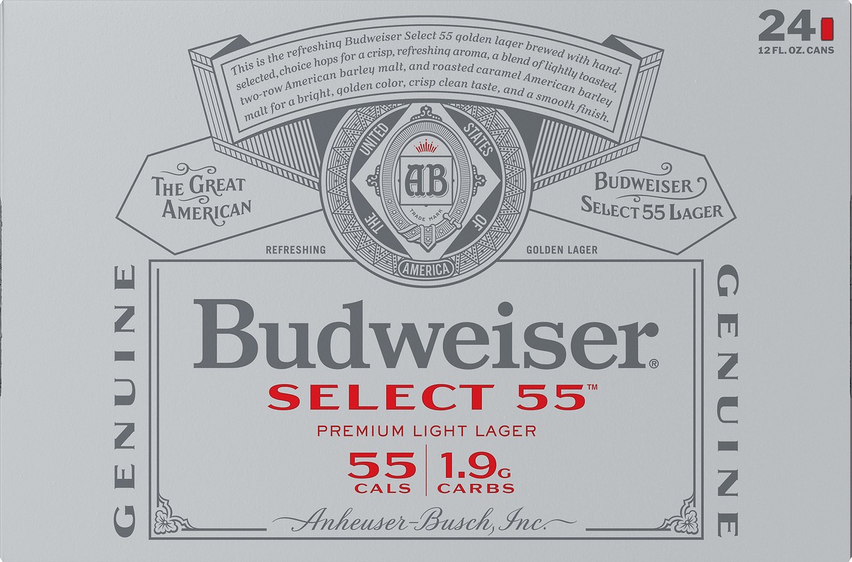 slide 1 of 5, Budweiser Select 55 Golden Lager Beer 24 ea, 24 ct