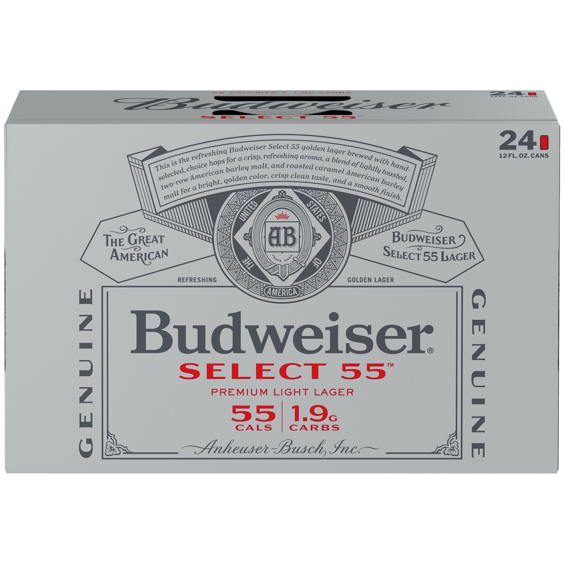 slide 1 of 5, Budweiser Select 55 Light Beer, 24 Pack 12 fl. oz. Cans, 2.4% ABV, 288 fl oz