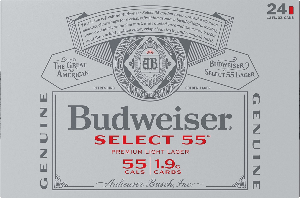 slide 1 of 5, Budweiser Select 55 Golden Lager Beer 24 ea, 24 ct; 12 oz