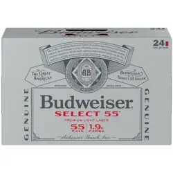 Budweiser Select 55 Light Beer, 24 Pack 12 fl. oz. Cans, 2.4% ABV