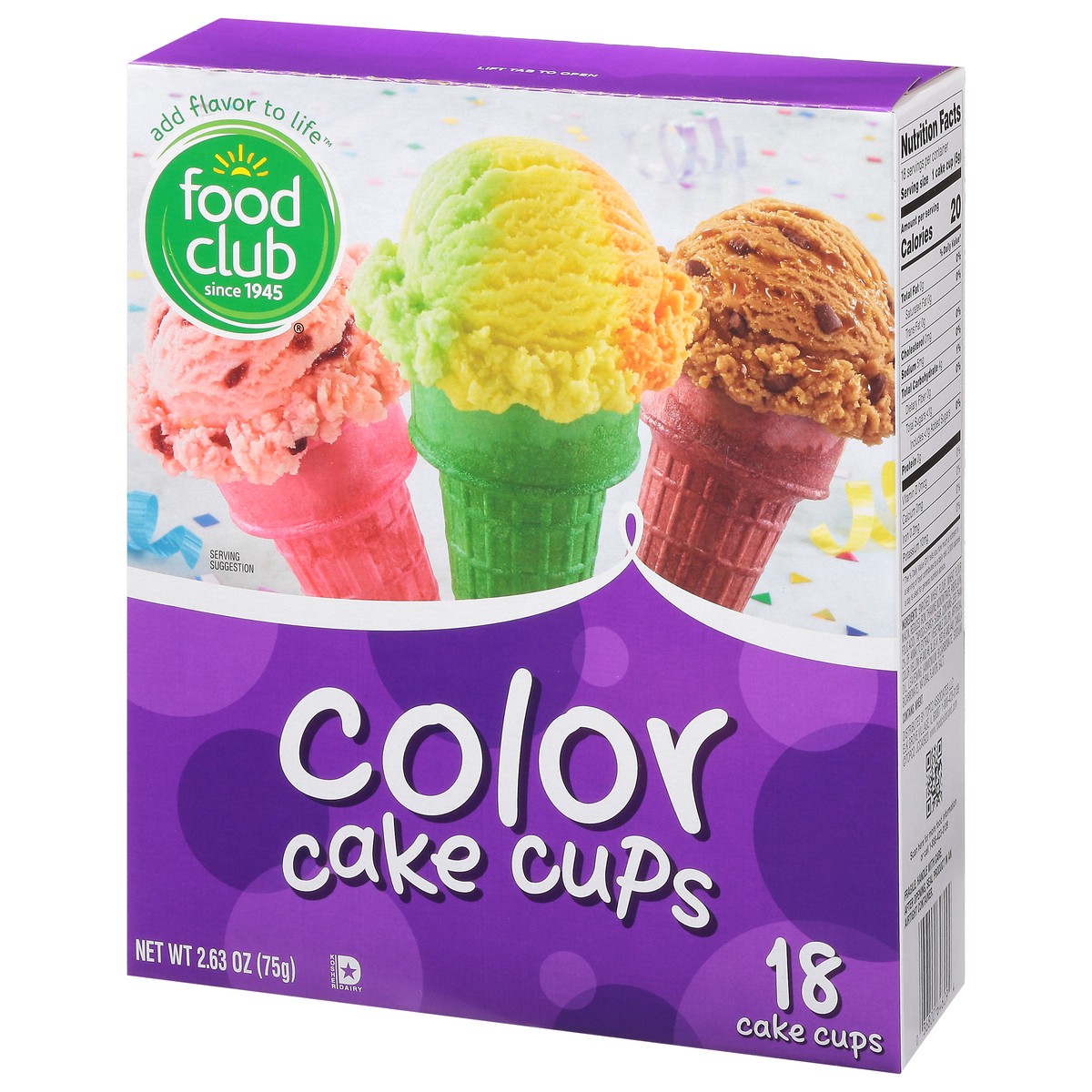 slide 3 of 9, Food Club Color Cake Cups s 18 ea, 18 ct