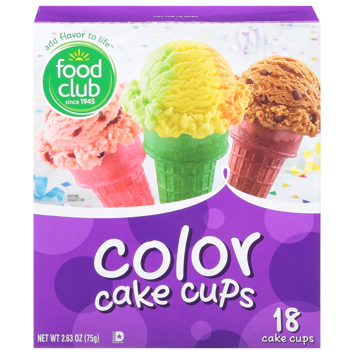 slide 1 of 9, Food Club Color Cake Cups s 18 ea, 18 ct