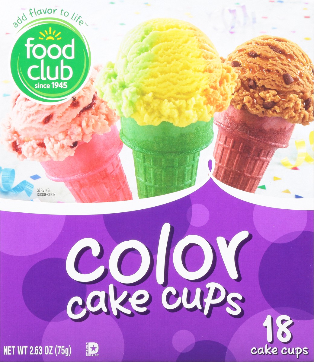 slide 6 of 9, Food Club Color Cake Cups s 18 ea, 18 ct