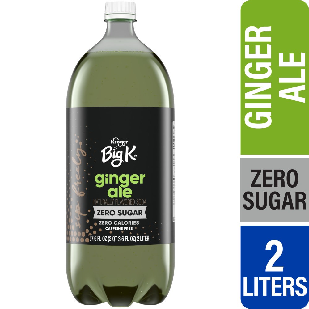 slide 1 of 4, Big K Caffeine Free Zero Sugar Ginger Ale Soda - 2 liter, 2 liter