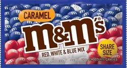 M&M's Red, White & Blue Patriotic Caramel Chocolate Candy, 2.38-Ounce Share Size Bag