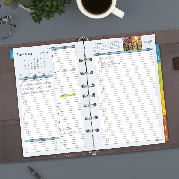 slide 5 of 9, AT-A-GLANCE® 2026 Zenscapes Daily Monthly Planner Two Page Per Day Refill, Loose-Leaf, Desk Size, 5 1/2"" x 8 1/2"", 1 ct
