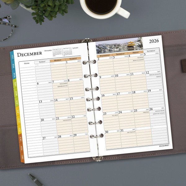 slide 8 of 9, AT-A-GLANCE® 2026 Zenscapes Daily Monthly Planner Two Page Per Day Refill, Loose-Leaf, Desk Size, 5 1/2"" x 8 1/2"", 1 ct