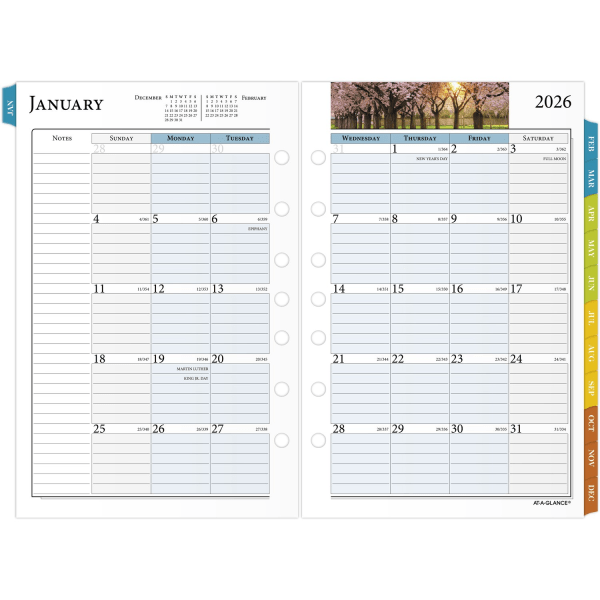 slide 9 of 9, AT-A-GLANCE® 2026 Zenscapes Daily Monthly Planner Two Page Per Day Refill, Loose-Leaf, Desk Size, 5 1/2"" x 8 1/2"", 1 ct