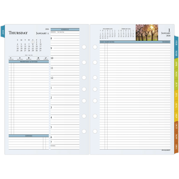 slide 4 of 9, AT-A-GLANCE® 2026 Zenscapes Daily Monthly Planner Two Page Per Day Refill, Loose-Leaf, Desk Size, 5 1/2"" x 8 1/2"", 1 ct